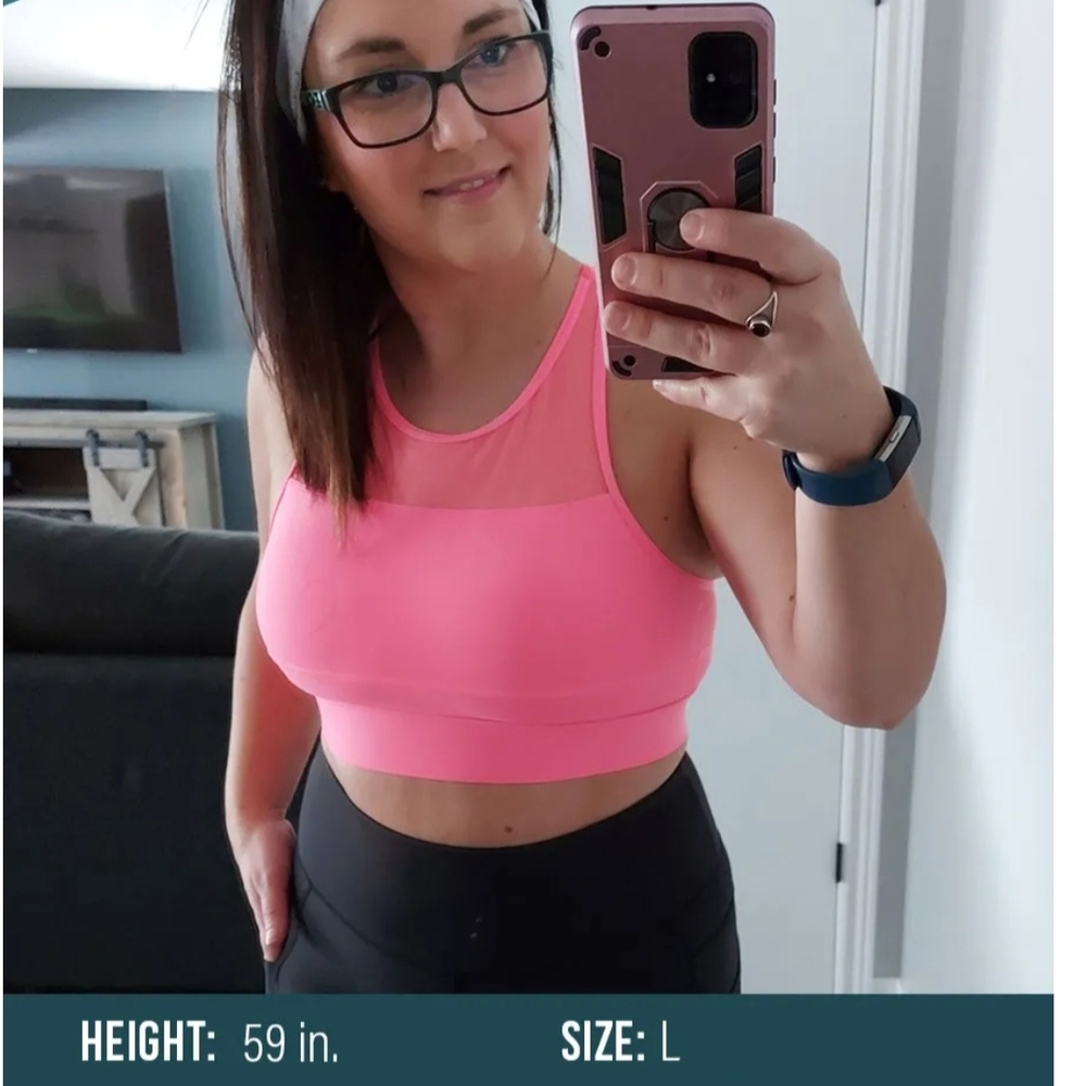 Pink Mesh Sports Bra